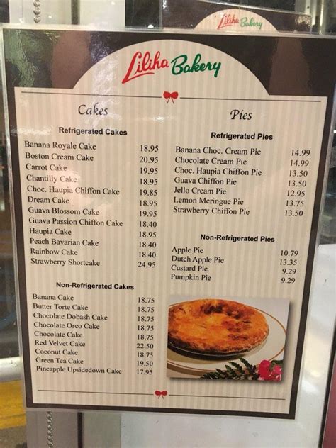 Menu at Liliha Bakery, Honolulu, 515 N Kuakini St