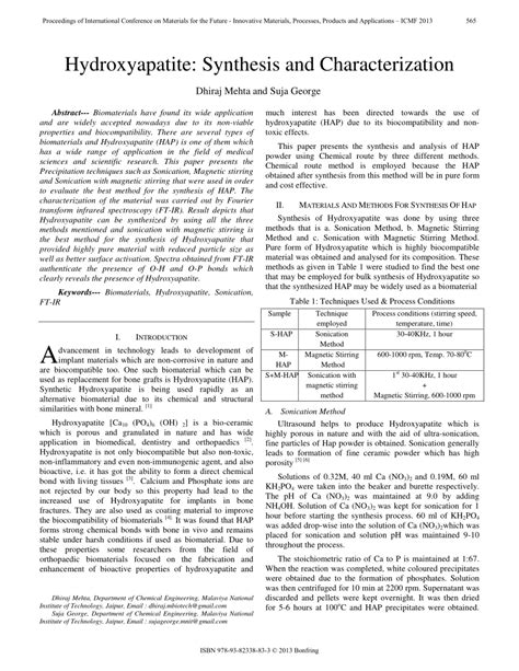 (PDF) Hydroxyapatite: Synthesis and Characterization