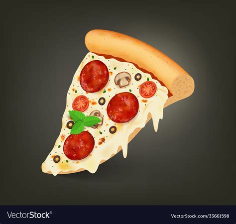 Realistic detailed 3d slice pizza Royalty Free Vector Image