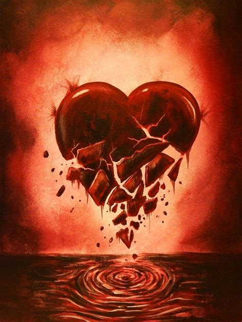 CANVAS 'Love Lost' Broken Heart Painting Gallery Wrapped Wall Decor by ...