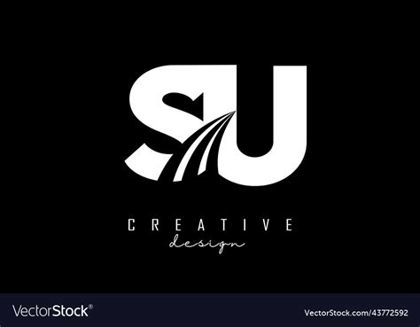 Creative white letters su s u logo with leading Vector Image