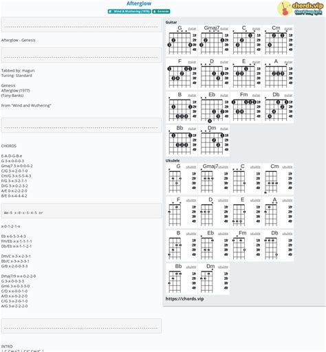 Chord: Afterglow - Genesis - tab, song lyric, sheet, guitar, ukulele ...