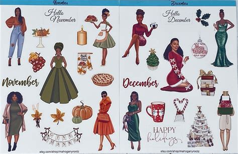 African American Yearly Stickerssticker Bundleblack Girl - Etsy