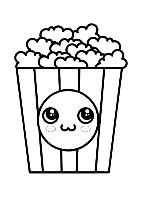 Kawaii Popcorn Coloring Pages - 2 Free Kawaii Food Coloring Sheets (2021)