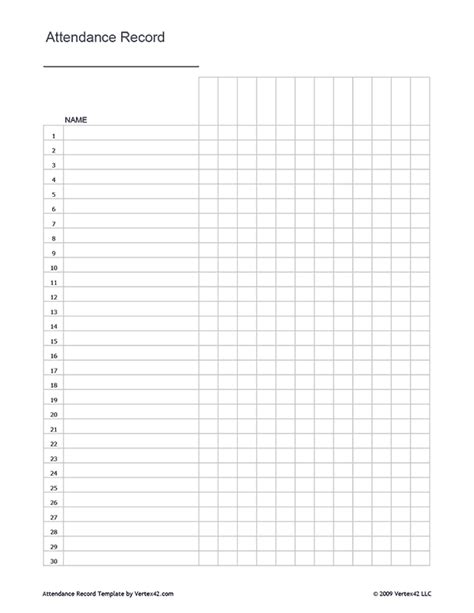 Download the Attendance Record | Attendance sheet, Attendance sheet ...