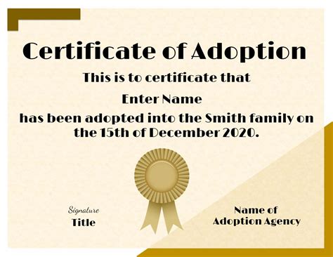 Certificate Of Adoption