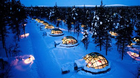 nature, Landscape, Trees, Forest, Winter, Snow, Evening, Lights, Igloo ...