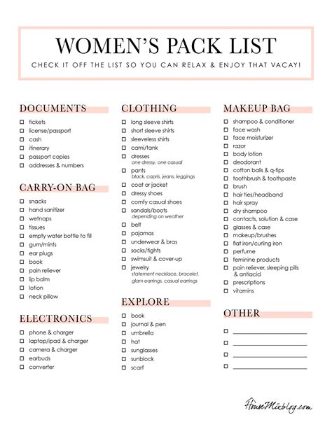 Free Printable Packing List For Vacation - Printable Form, Templates ...