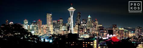 Panoramic Skyline of Seattle at Night - Cityscape Photography - PROKOS