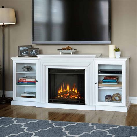 Frederick Entertainment Center Electric Fireplace in White by Real ...