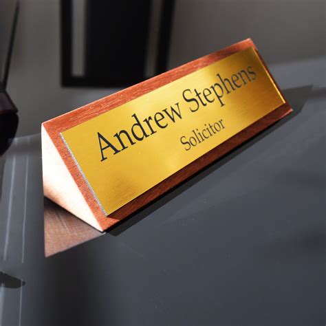 Solid Wood Stylish Personalised Desk Name Plate, Desk Plaque Made of ...