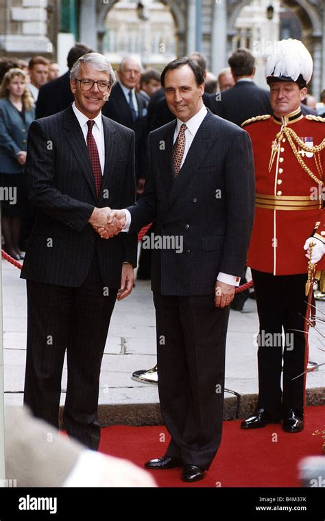 Paul Keating Australian Prime Minister is greeted by British Prime ...