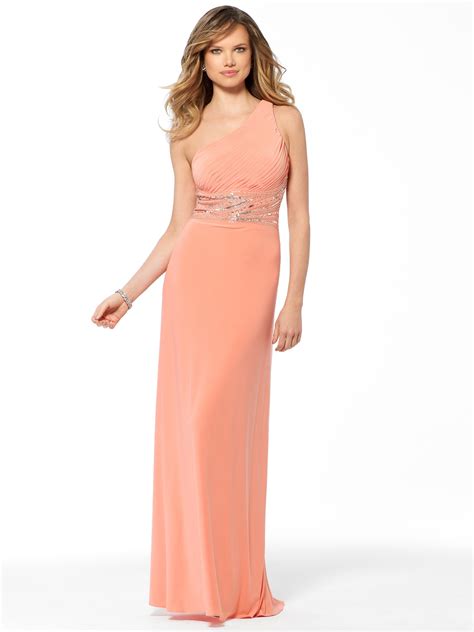 BACK DETAIL | Apricot One Shoulder Beaded Gown | Caché, $238 | Dresses ...