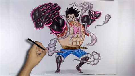 Luffy Gear 4 from one peace anime, drawing luffy gear 4 with colored ...