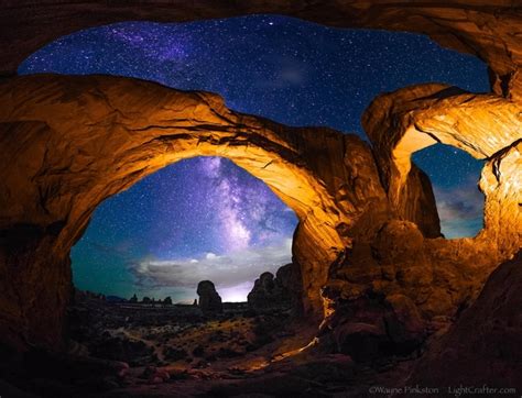 The Double Arch under the night sky Arches NP Utah photo by Wayne ...