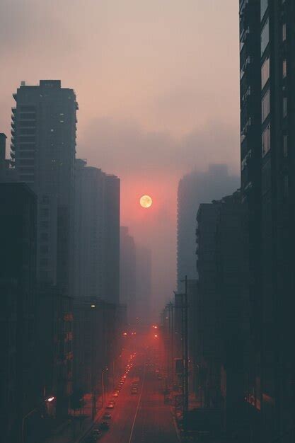 Free AI Image | View of urban dark city with fog