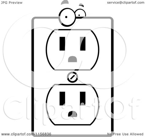 Cartoon Clipart Of A Black And White Electrical Outlet Character ...