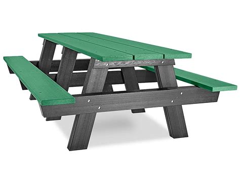 A-Frame Recycled Plastic Picnic Table - 8', Green H-2564G - Uline