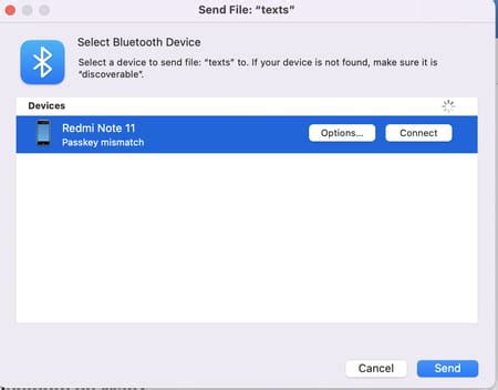 How to send files via Bluetooth on Mac