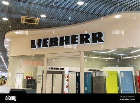 Tyumen, Russia-October 01, 2022: Liebherr logo, at Liebherr exhibition ...