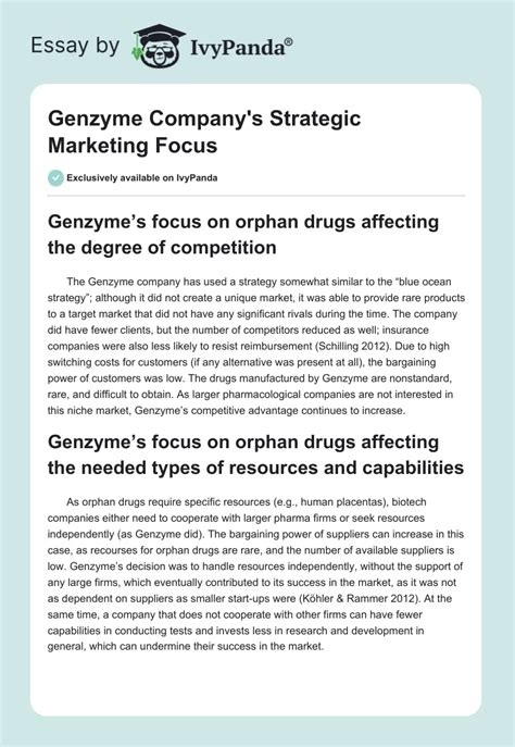 Genzyme Company's Strategic Marketing Focus - 616 Words | Case Study ...