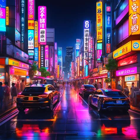 Premium AI Image | neon lit streets of tokyo capturing the vibrant ...