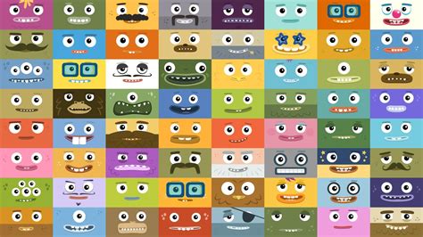 an image of many different faces on a multicolored background with eyes ...