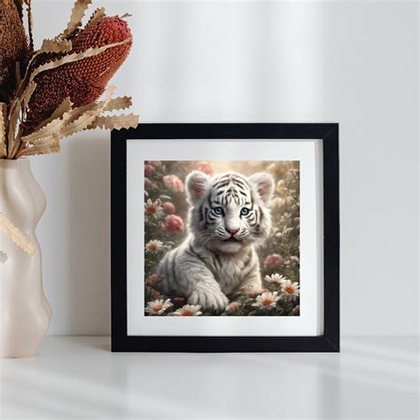 Adorable Cute White Baby Tiger Cub Playing in the Flowers - Etsy