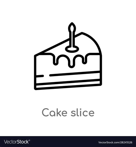 Outline cake slice icon isolated black simple Vector Image