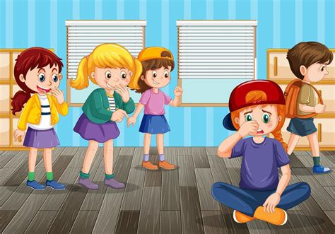 School bullying with student cartoon characters 11417464 Vector Art at ...