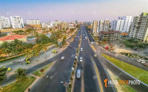 Indian Cityscape Aerial View With Buildings And Roadways | India Stock ...