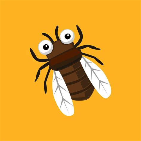 Cute cartoon cicada in isolated yellow background vector illustration ...