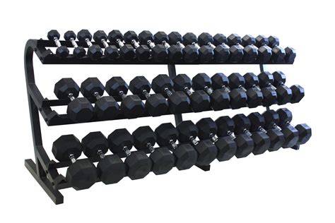 5-100 lb. Pairs, Dumbbell Weight Set with Rack, Rubber Flat 8-Sided ...