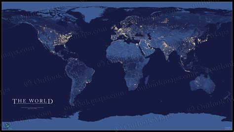 World Map At Night - Metro Map