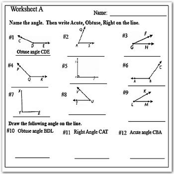 Types Of Angles Worksheet