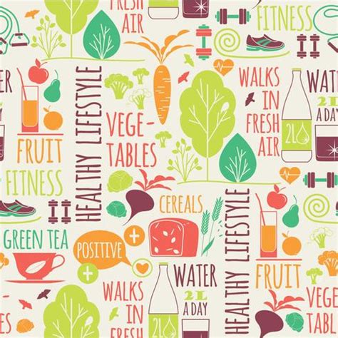 Healthy lifestyle seamless background 304660 Vector Art at Vecteezy