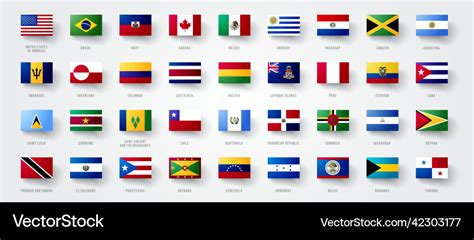 Giant north and south america flag set Royalty Free Vector