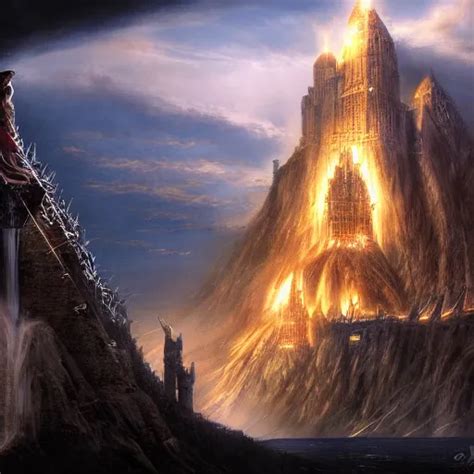 the fall of gondolin, lord of the rings concept art, | Stable Diffusion