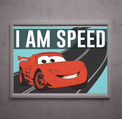 Cars Lightning McQueen "I am Speed" Poster 18"x12" | Cars room ...