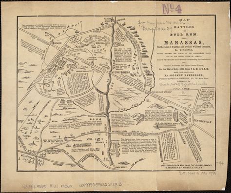 Map of battles on Bull Run, near Manassas, on the line of Fairfax ...