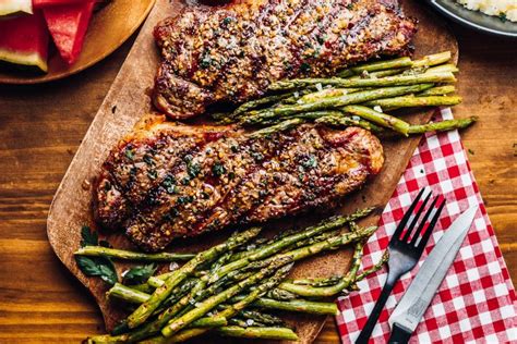 Best New York Strip Steak Grill Recipe with Asparagus - Munchkin Time