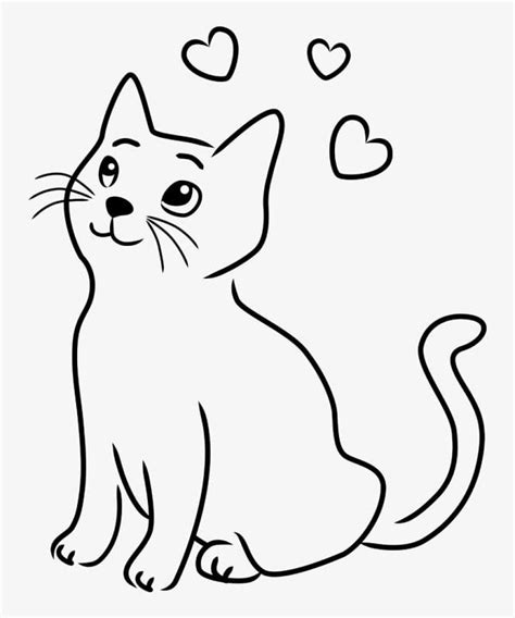 a black and white drawing of a cat with hearts