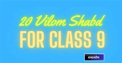 [ Important ] List Of 20 Vilom Shabd In Hindi – For Class 9 CBSE