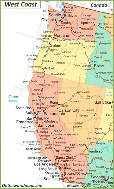 Map of West Coast | USA Road Trip Map