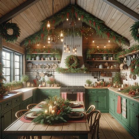 Modern Cottage Christmas Kitchen | Christmas kitchen, Modern cottage ...