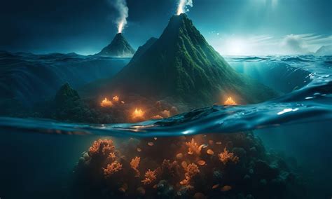 Premium AI Image | Underwater Volcanoes in the Ocean Floor