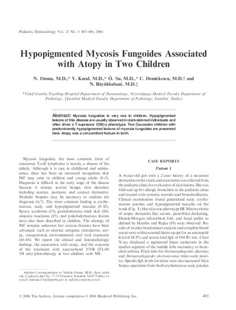 (PDF) Hypopigmented Mycosis Fungoides Associated with Atopy in Two ...