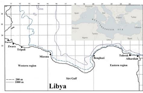 Map of the Libyan coast showing the sampling sites | Download ...