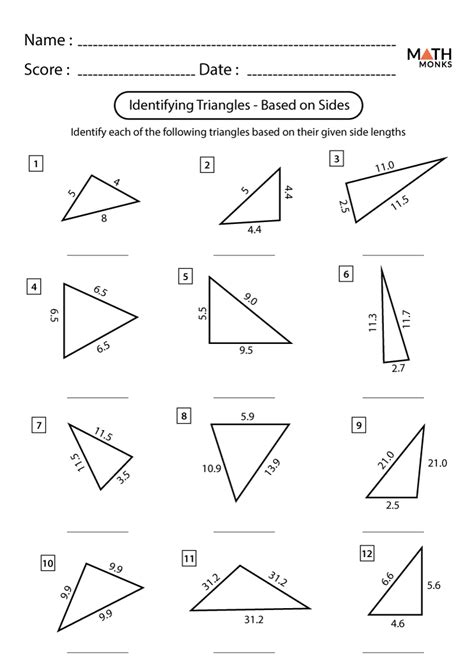 Classifying Triangles Worksheets - Math Monks