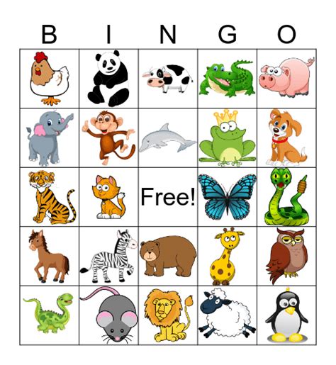 ANIMAL BINGO Card